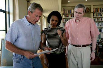 GW Bush with Rice and Hadley