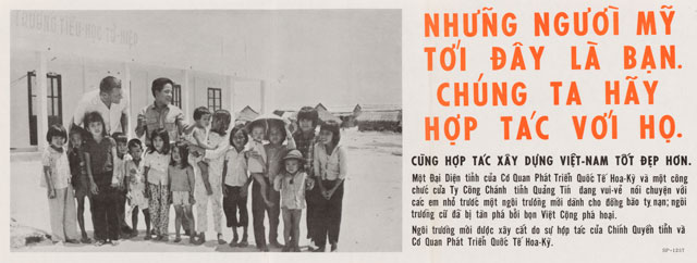 Poster that says "Americans come as friends" in Vietnamese