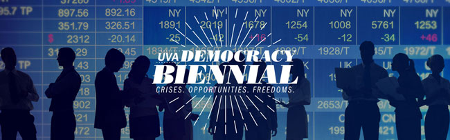 silhouettes against stock exchange