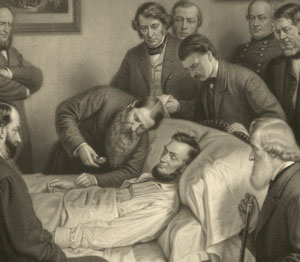 Drawing of President Lincoln on his death bed