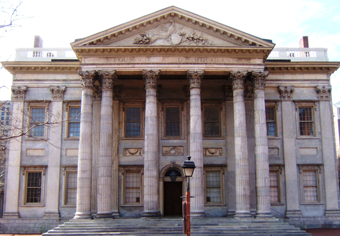 Bank building with columns