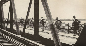 French troops on a bridge
