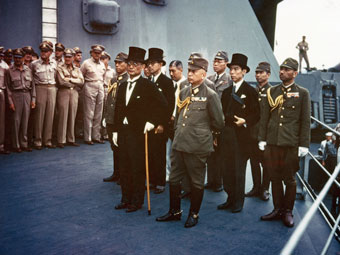 Japanese delegation on USS Missouri