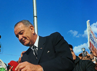 Lyndon Johnson signing autograph