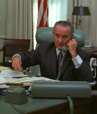 Lyndon Johnson on the phone