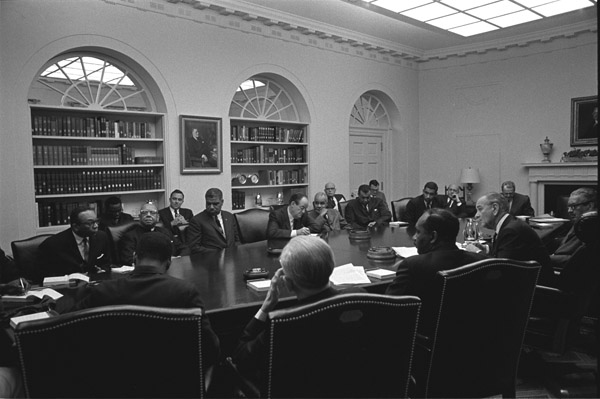 LBJ meeting with civil rights leaders. 