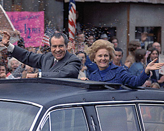 Nixon on the campaign trail with wife Pat