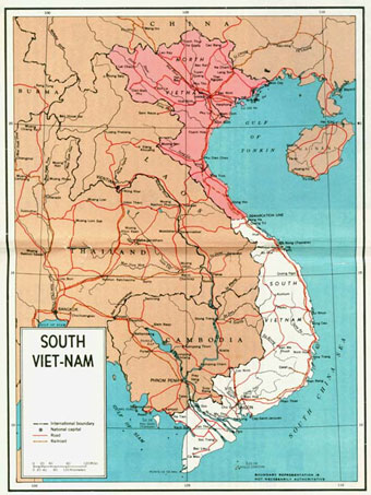 Map of North and South Vietnam