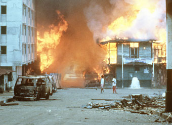 Fires in the streets of Panama City