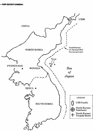Map of where USS Pueblo was captured