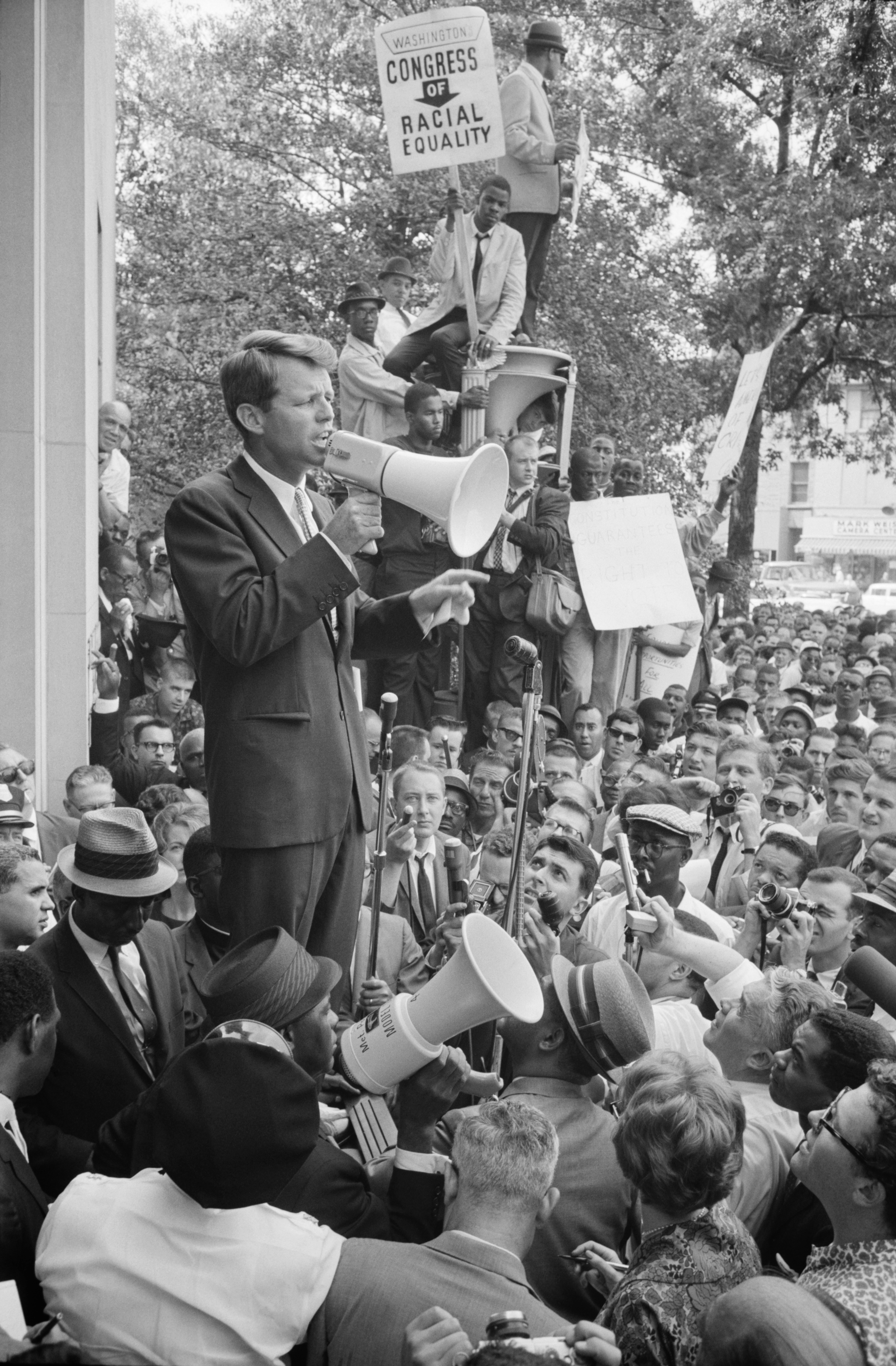 Attorney General&nbsp;Robert F. Kennedy&nbsp;at a CORE rally in June 1963.