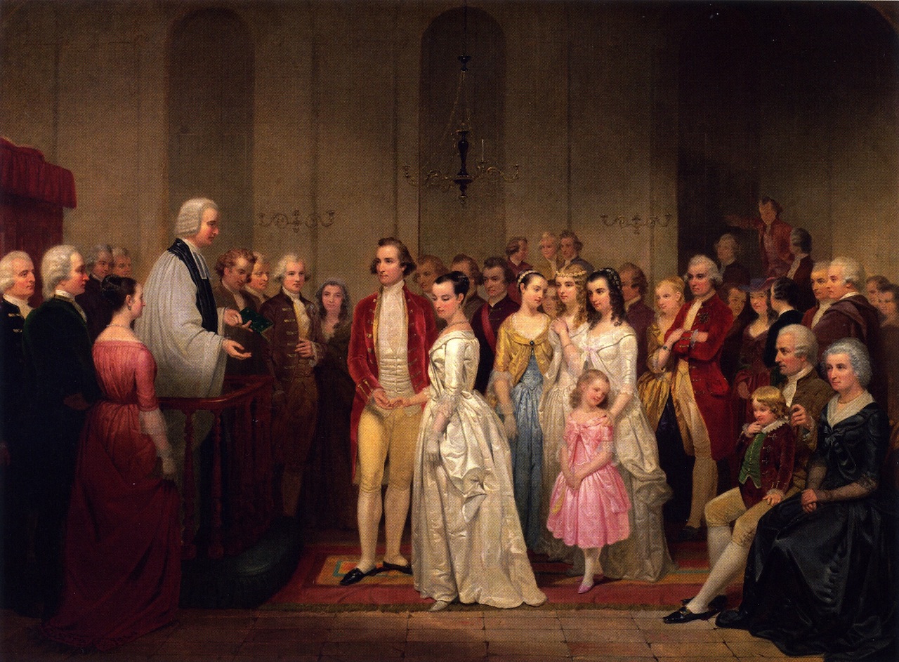 Painting of Martha and George Washington's marriage