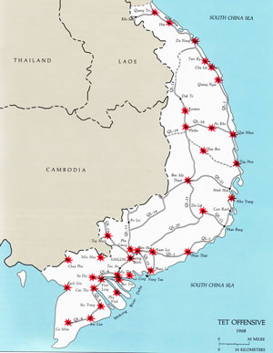 Map of battles in Vietnam
