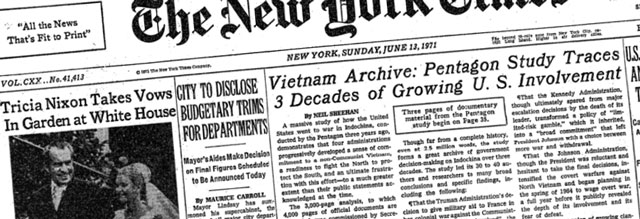 Front Page of New York Times from 13 June 1971