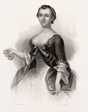 Lithograph of a young Martha Washington