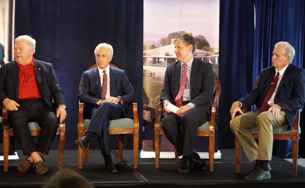 Senator Bob Corker, Haley Barbour, Clay Johnson, and Drew Erdmann sitting on stage