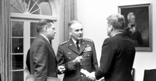 President Kennedy with Maxwell Taylor and Robert McNamara