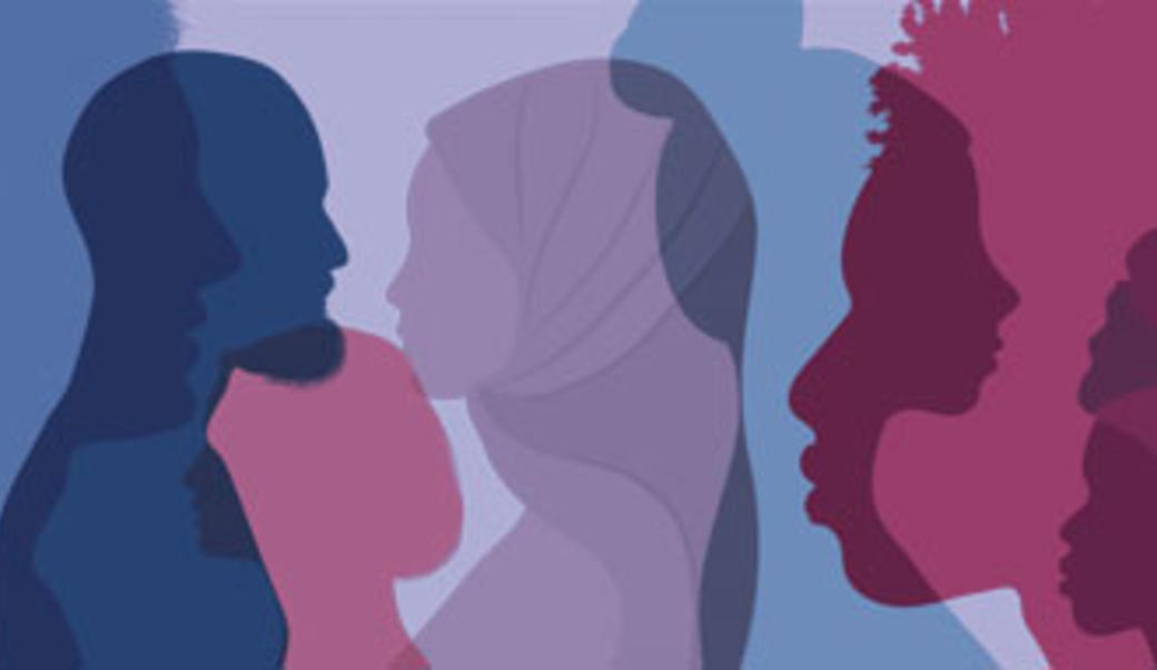 Mural of people's profiles