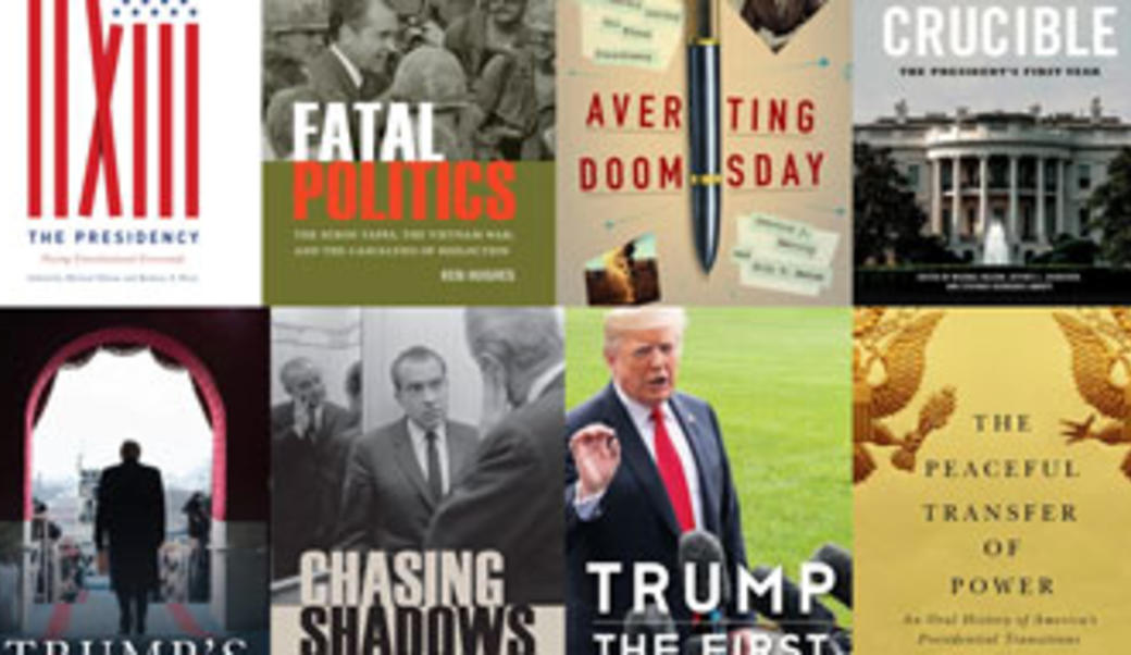 Collage of book covers from the Miller Center Presidential Series at UVA Press