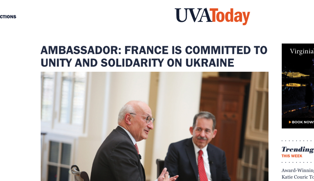 screenshot of article headline and photograph of Philippe Etienne and Phillip Mull, November 10, 2022