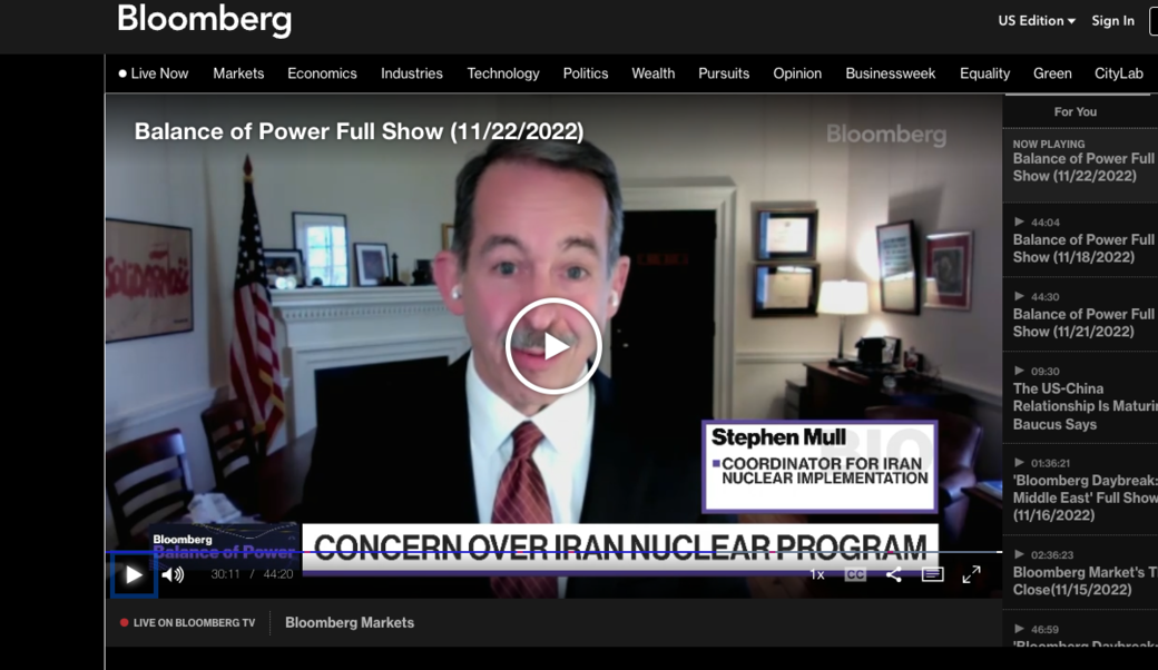 screenshot showing episode headline and video still of Stephen Mull