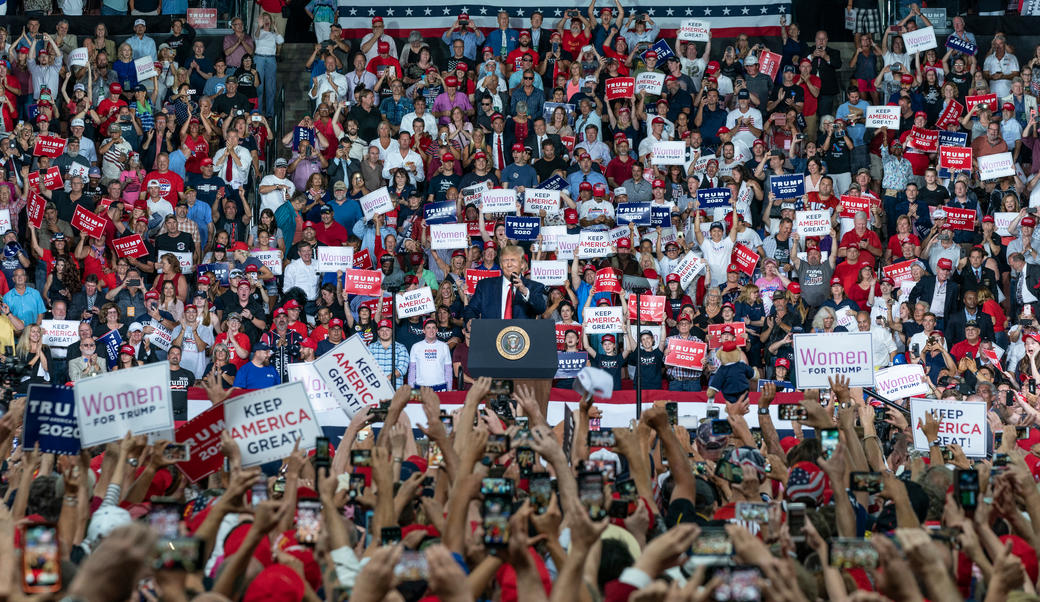President Donald Trump speaks during a campaign rally