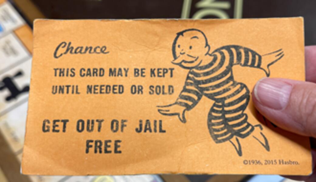 image of Monopoly card get out of jail free