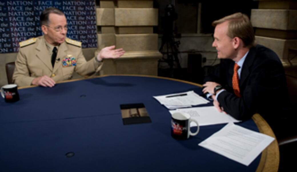 John Dickerson interviews Chairman of the Joint Chiefs of Staff Michael Mullen on Face the Nation in Washington, D.C., July 5, 2009. 
