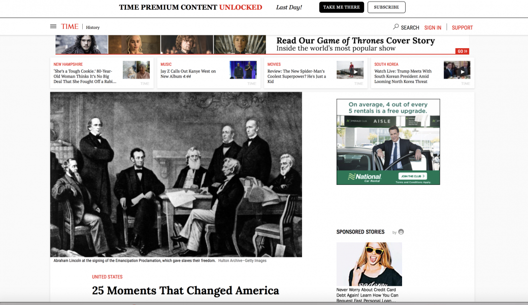TIME home page